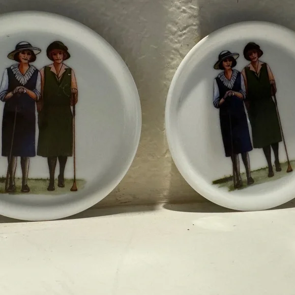 Vintage Ceramic Woman’s Golf Theme Coasters - Picture 3 of 7